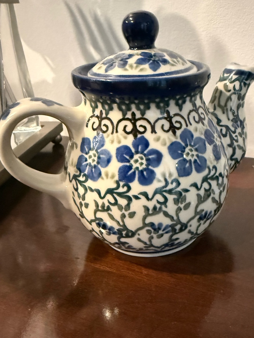 Boleslawiec Polish pottery Hand Made in Poland mini tea pot